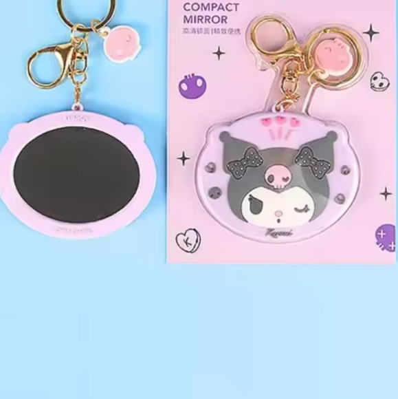 Kuromi Compact Mirror Bag Charm Keychain (Licensed SANRIO) - Picture 3 of 6
